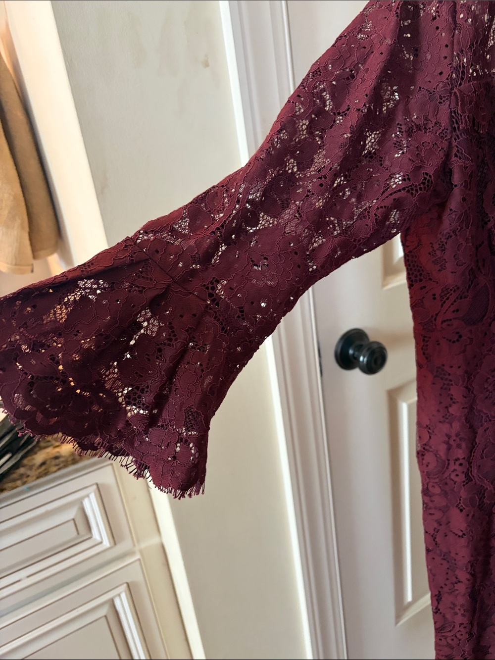 Eva Mendes by Ny&Co Women's Burgundy Lace Midi Dress - Picture 3 of 5